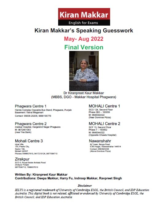 کتاب آیلتس اسپیکینگ ماکار Makkar IELTS Speaking Guesswork May-Aug 2022 FINAL VERSION