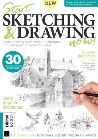 کتاب مجله انگلیسی استارت اسکچینگ  Start Sketching & Drawing Now - 4th Edition 2022