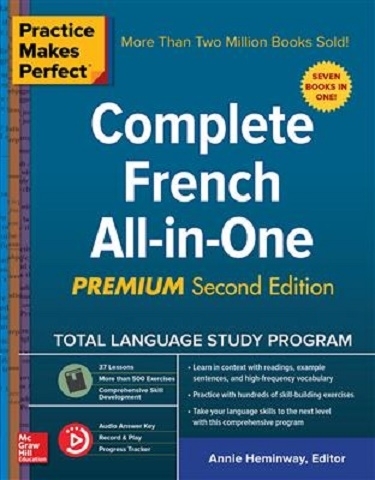 کتاب زبان فرانسه پرکتیس میکس پرفکت  Practice Makes Perfect: Complete French All-in-One, Premium 2nd