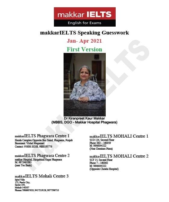 کتاب مکار آیلتس اسپیکینگ Makkar IELTS Speaking Jan - Apr 2021 First Version