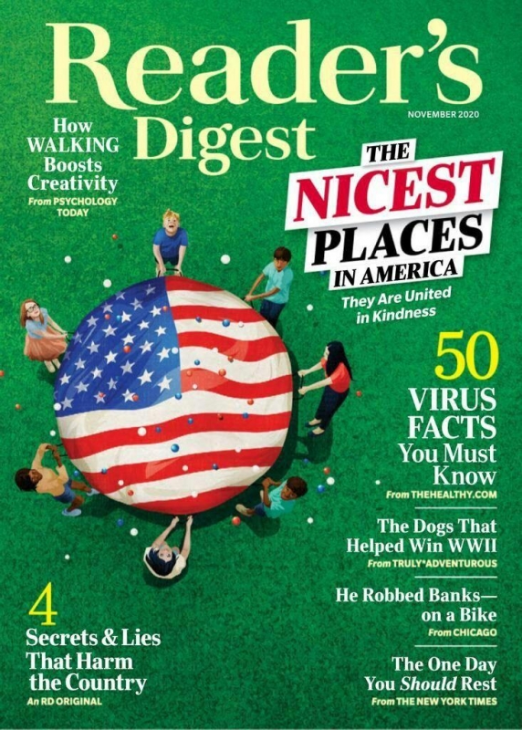 مجله ریدر دایجست Readers Digest The nicest places in America November 2020
